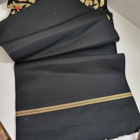 Japanese Obi In Vibrate Colored Embroidery and Black Silk backing - Picture 2 of 3